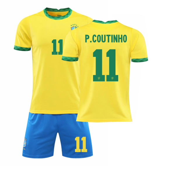 2021 Brasilien hem gul nr 10 Neymar nr 7 Paqueta nr 20 Vinicius fotbollströja set Size 7 with socks XS#