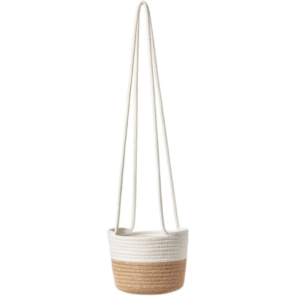 Hängande blomkorg vävd växt mjukt rep växt beige växter för hem rum inredning 14cm kruka och plantering