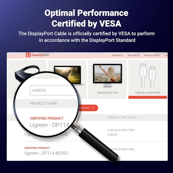 DP-kaapeli DisplayPort - DisplayPort 8K@60Hz 4K@120Hz