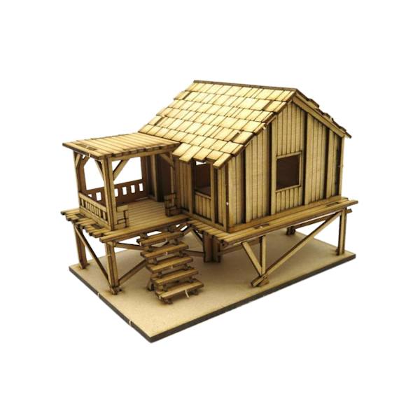 3D Träpussel 1/72 Trästuga för Arkitekturmodell Sandbord Diorama Stil A