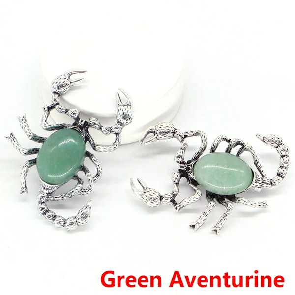 2\" Skorpion Insekt Brosjer Naturlig Helbredende Krystall Stein Pin Halskjede Anheng Mote Smykker Pub Tilbehør For Kvinner Menn Gaver Grønn Aventurin Green Aventurine 5 pcs