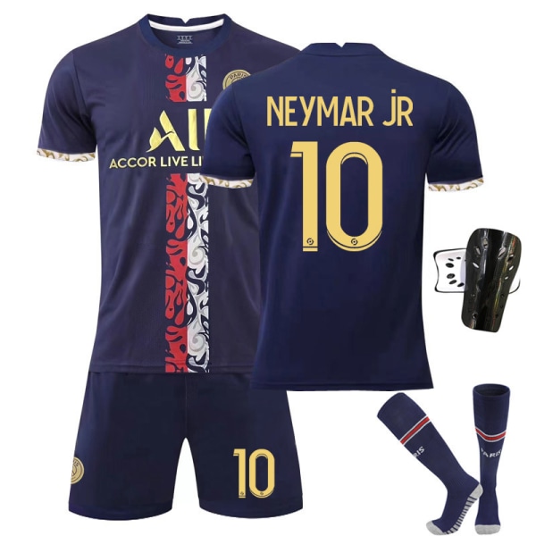23 Paris träningsguld nr 30 Messi tröja nr 7 Mbappe nr 10 Neymar fotbollströja No. 30 with socks + protective gear M