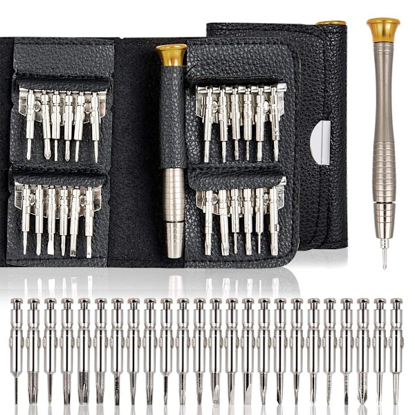 25 Piece Screwdriver Set for PC, Glasses, Mobile Phone, Watch, Digital Camera, Precision Screwdriver Repair Tool Kits with Black Leather Case