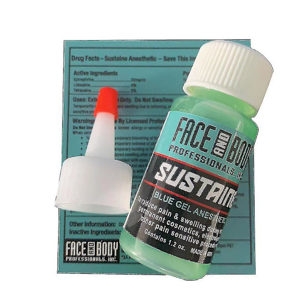 Tatueringssupport Blå Gel Semi-permanent Blå Assistansvårdsgel 1.2oz Professionell Ansikte Kropp Ögonbryn Ögonlinje H