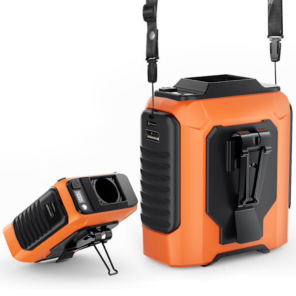 6-in-1 vyötäröklipsituuletin, tuulettimen akku 8000 mAh, 5 tuulen nopeutta, käyttöaika 8-40 tuntia, USB-lataus, COB-valolla ja mobiilivirtalähteellä (FQ) Orange