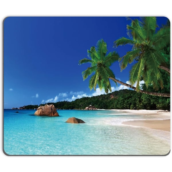 Square Mousepad, Personalized Premium-Textured, Non-Slip Rubber Base Mouse Mat, Pad for Wireless Mouse, Computers, Laptop, Office,(Palm Tree Beach)