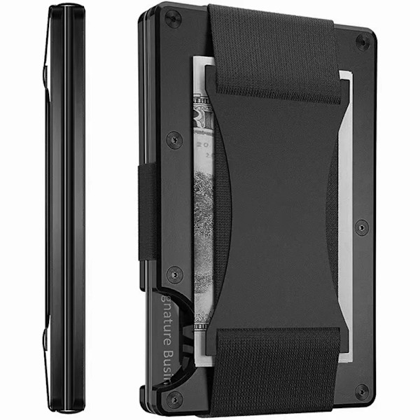 Herr Slim Ridge Man Plånböcker Märke Lyx Aluminium Kol RFID Metall Väskor Case Carteira Masculina Kreditkortshållare Black 3