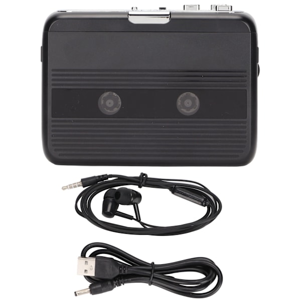 TON007B Kannettava kasettisoitin Mini Stereo Bluetooth-kasettisoitin 3,5 mm:n liittimellä kaiutinautoille Musta