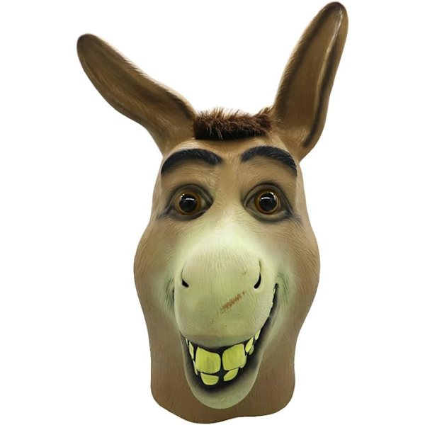 Aasin naamio, Halloween Shrek Aasin pään naamio, Uutuus Deluxe naamiaisasu Cosplay Lateksi Eläimen pään naamio aikuisille