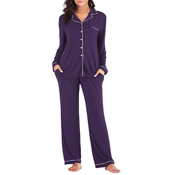 Lila hemmakläder pyjamas dam vår/sommar modal lång