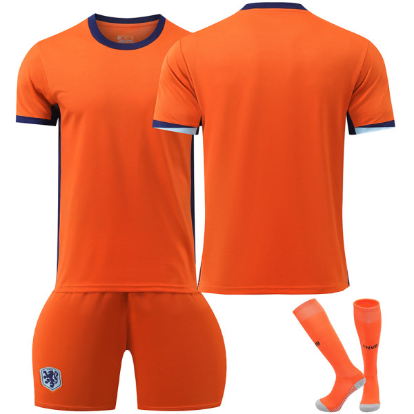 2024 Nederländernas hemmatröja för fotboll nr 4 Van Dijk 10 Depay 11 Robben 21 De Jong set EM-tröja Size 10 with socks #26