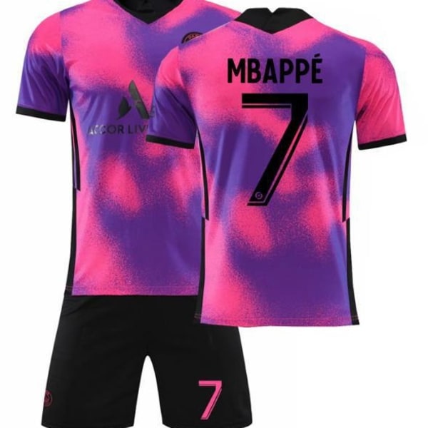 Fotballdrakt Paris rosa 22-23 nr. 7 nr. 10 nr. 30 draktsett utenlandshandel stor mengde pris Purple socks size 7 three-piece set 28#