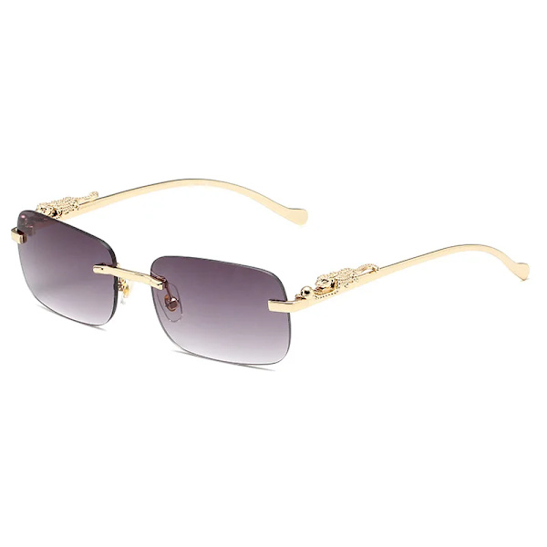 Luksuriøse Y2K designer rammeløse firkantede retro leopardhode metallramme silikonenese pute UV400 sportsmote solbriller Pink FASHION