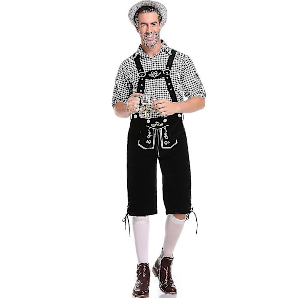 Herre Bayersk Oktoberfest kostumesæt til stilfuld Oktoberfest og ølfestival XL XL Black