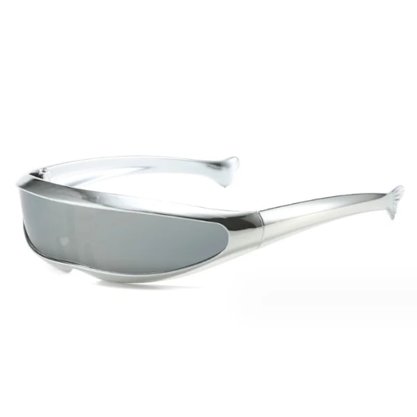 Fashionabla personliga pläterade silver fiskstjärt vindtäta solglasögon för män utomhus sport ridning solglasögon C2 trendy