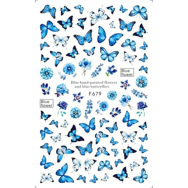 IC 5 STK 3D Fjärilsnagelstickers Självhäftande Nageldekaler Färgglada Fjärilsnageldekaler Blommönster för Kvinnor Flickor Nagel