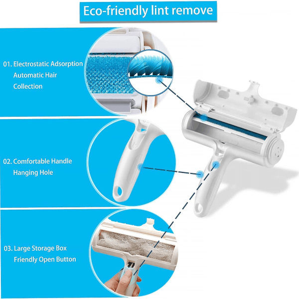 Ace2ace Pet Cat Dog Hair Removal Brush, Gjenbrukbar Magisk Hårfjerningsbørste, Pet Hair Roller, Epilator (Klær/Sofa/Bil/Seng/Teppe)