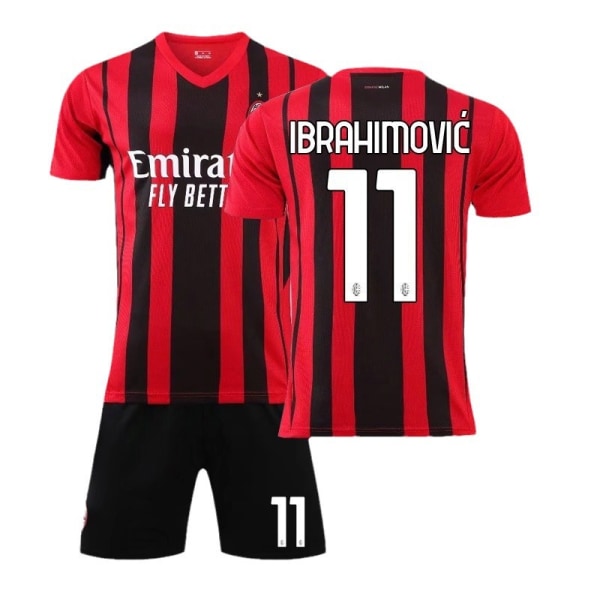 21-22 AC Milan hjemmebane nr. 9 Giroud GIROUD nr. 11 Ibrahimovic fodbolduniform dragt trøje No. 11 with socks + protective gear L#