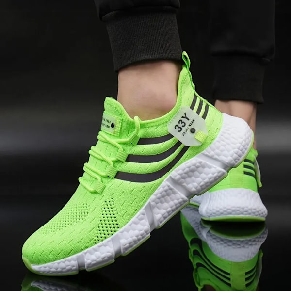 Avslappnade utomhusskor för män, lätta och andningsbara sneakers i mesh, svarta, löparskor, friidrottsskor, joggingskor, tennisskor