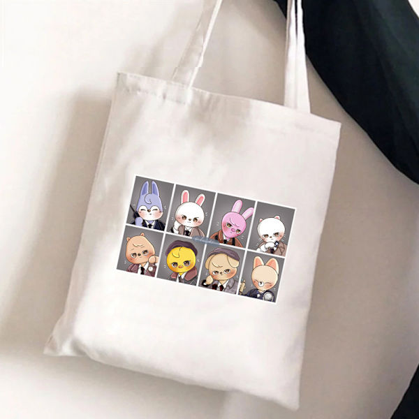Stray Kids Skzoo tryckt canvasväska axelväska student fashion shoppingväska STD311-C