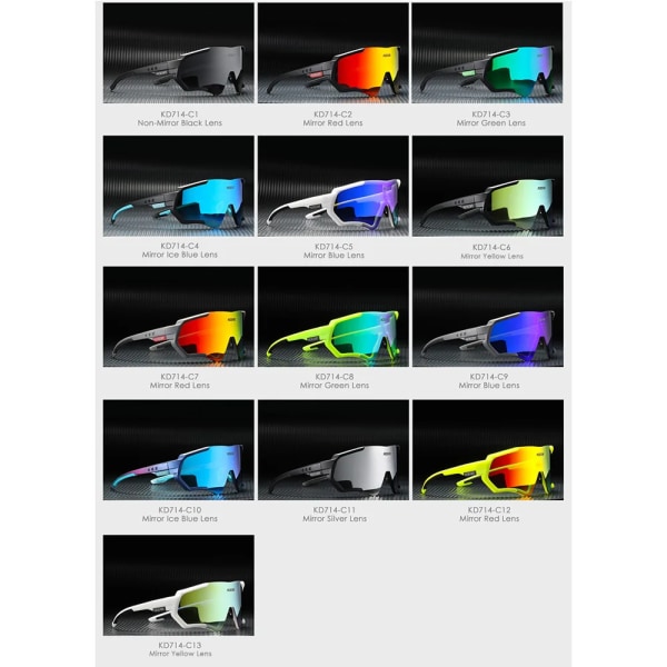 Gylden leverandør tilpasser logo polariserede kvalitet sports solbriller tr90 stel cykling briller cykel Shades med nærsynethed stel C10 KD714