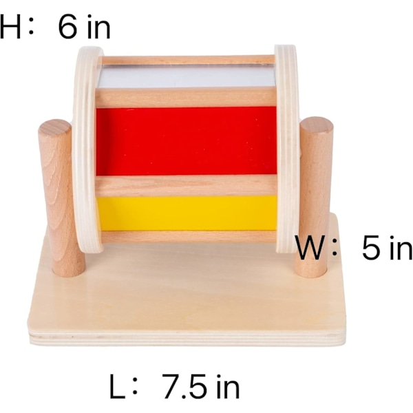 Montessori Baby Leksakssats Montessori Spegel Peekaboo Knopppussel, Medium Snurrande Trumma och Regnbågstygbollssats Leksaker för 6-12 Månader Småbarn