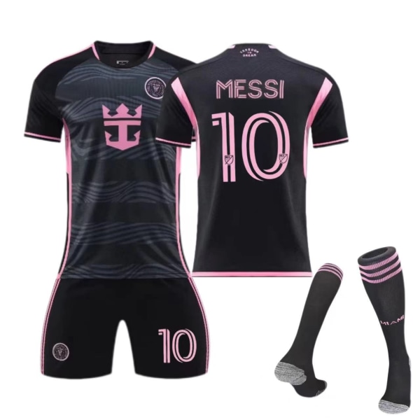 Miami bortaställ nummer 10 Messi barn vuxen kostym fotbollströja Size 10 with socks 28