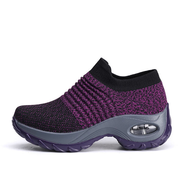 Store Størrelse Dame Air Cushion Fly Knit Sportsko Slip-on Sko Casual Sokker Sko lilla purple 44