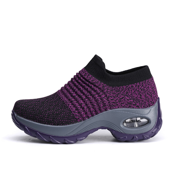 Store Størrelse Dame Air Cushion Fly Knit Sportsko Slip-on Sko Casual Sokker Sko rød ed 35