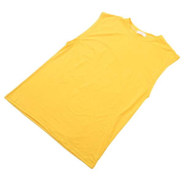 Herr Träning Tank Top Ärmlös Ren Färg Muskeltröjor för Bodybuilding Gym Träning Gul L