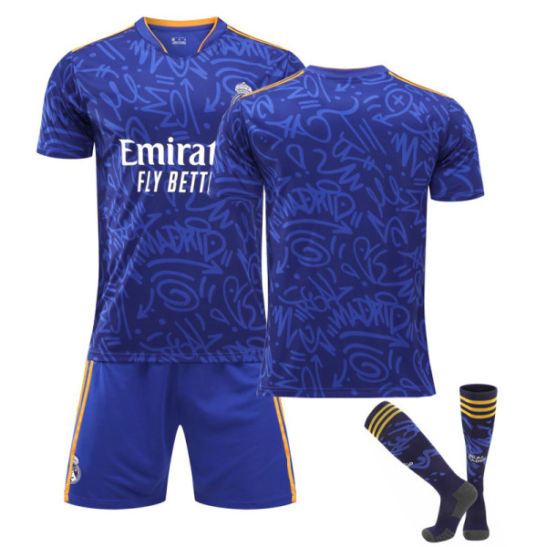 21-22 Real Madrid udebane kongeblå nr. 9 Benzema trøje nr. 20 Vinicius 10 Modric 8 Kroos 35-time champion with socks +gear XL#