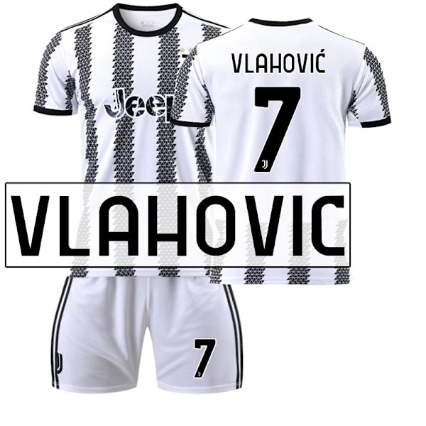 22-23 Ny version Juventus nr. 7 Hovey nr. 10 Pogba 22 Di Maria 10 Dybala fodboldtrøje sæt 2223 Juventus No.7 Horwich #18