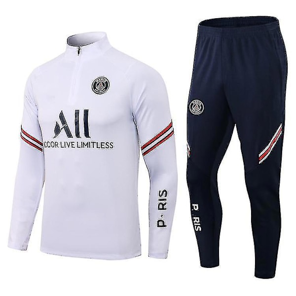 2021 Fodbold Paris Jersey Jakke Sportsbeklædning Caddy Voksen Dragt Hvid Hvid white M 165cm