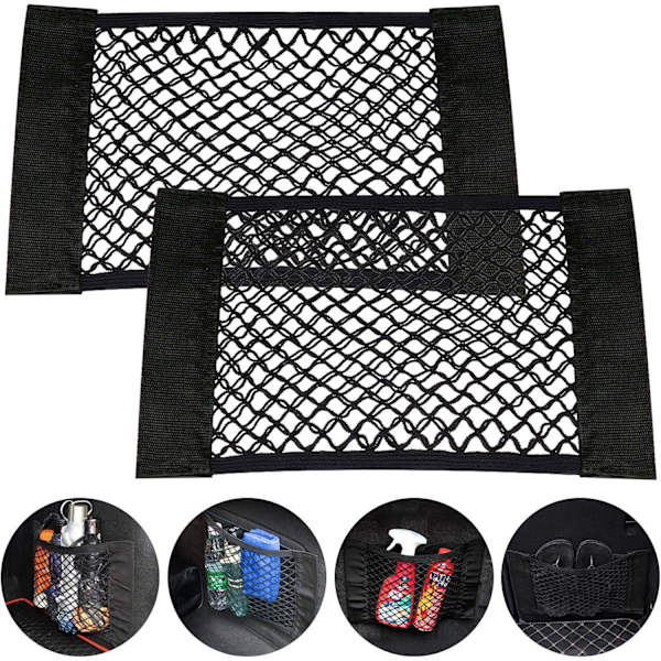 Opbevaringsnet, 2 stk. Bilopbevaring Mesh Bag Organizer til flasker Gro