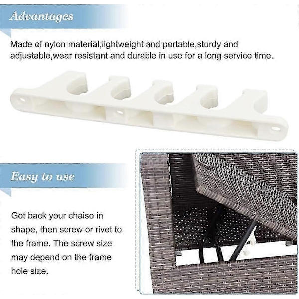 4 stk. Multi-positionsjusteringsbeslag 5 Positioner Justerbart Chaise Lounge Beslag Reservedel til Udendørs Patio Lounge Ryglæn Plast Pa