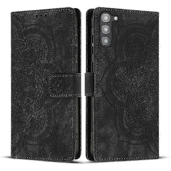 Frosted Læder Etui til Mandala Emed Retro Telefon Sort(FQ) For Samsung Galaxy S23+ 5G Black