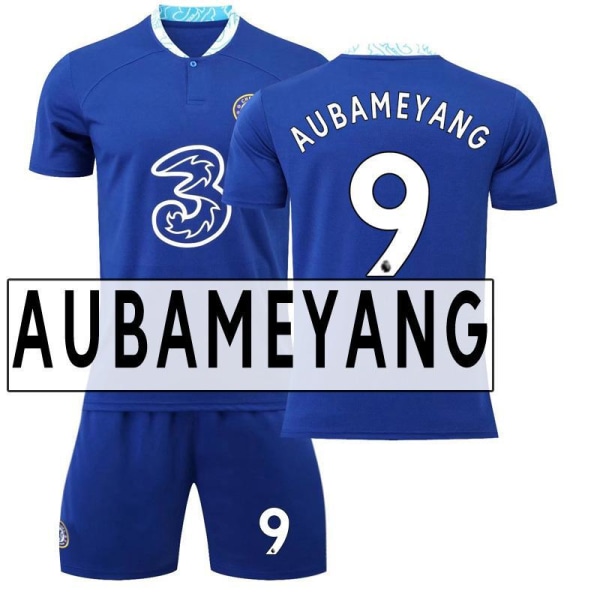 Fotballdraktsett Chelsea hjem 22-23 nr. 9 Aubameyang 7 Kante 10 Pulisic 19 Mount Chelsea's No. 9 Aubameyang #24