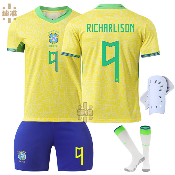 24-25 Brasilien tröja nr 10 Neymar 20 Vinicius 9 Charlesson vuxen barn kostym fotbollströja No. 9 without socks 20 yards