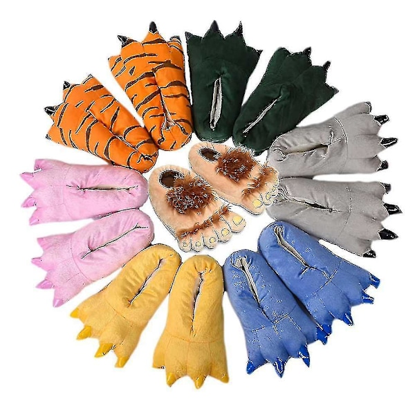 Pawsko Slippers Fuzzy Fyldte Dyreklø-Sko Sjove Kostumer til Teenagere og Voksne 27-44 Purple