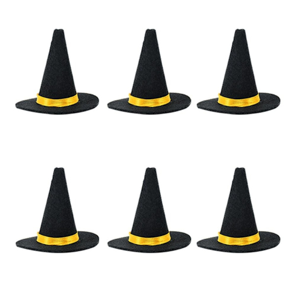 6 stk. Mini Heksehatte Vinflaske Dekoration Hætte Halloween 6 pcs 6 pcs