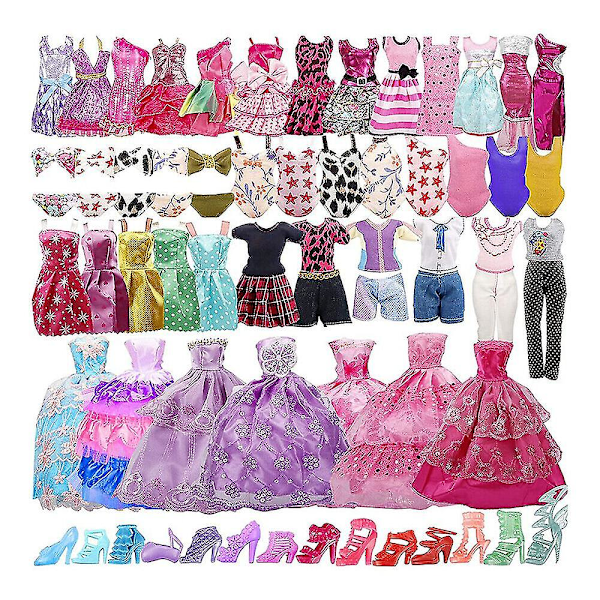 35pcs Barbie Doll Clothes Accessories Set Barbie Doll Dressup Dress Mini Fairy Collection Clothes Props Random Style For Girls Gift