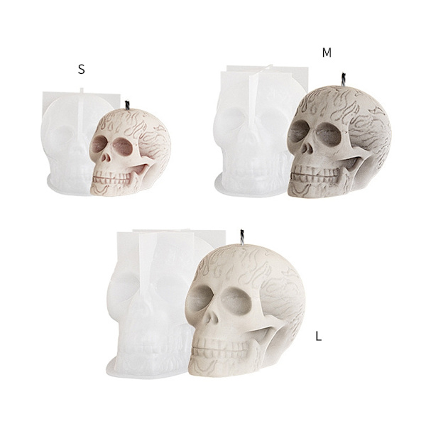 Silikonform til Håndværk Skalle Aromaterapi Lys Bage Harpiksform Dekoration 0.04 M