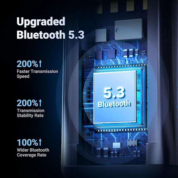 Bluetooth 5.3-adapter for bilens AUX-inngang - Mottaker med innebygd mikrofon for håndfri samtaler, kompatibel med bilhøyttalere og hjemmelyd