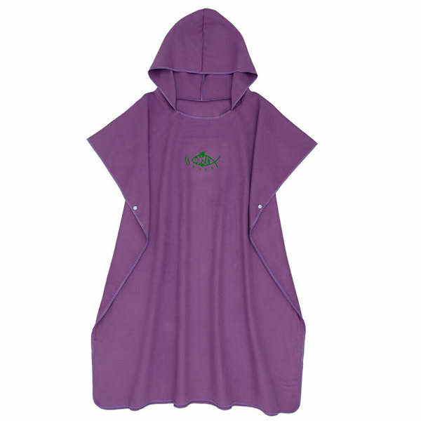 Strandhåndklæde Poncho Badekåbe med Hætte Hurtigtørrende Badekåbe Svømmehåndklæde purple 90X110cm