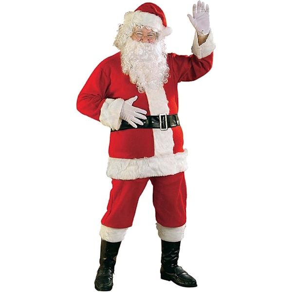 Röd Flanell Jultomtedräkt med Handskar