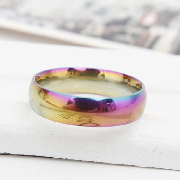 Mode Rainbow Dome Rostfritt stål Finger Ring Par Bröllop