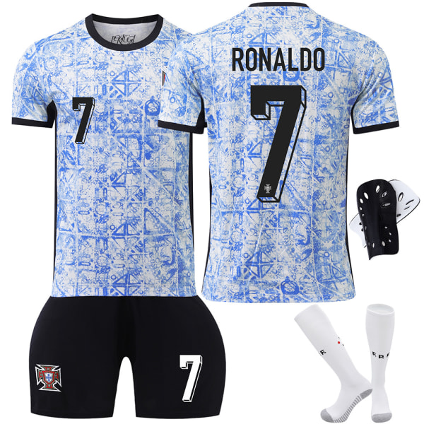 2024 Portugal udebanefodboldtrøje nr. 7 Ronaldo 8 B Fee 11 Phillips EM-trøjesætversion Size 7 socks + protective gear 16 yards