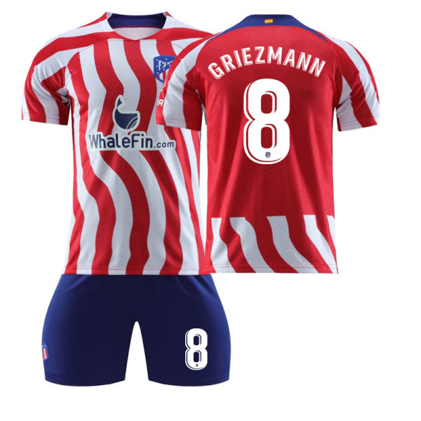 22-23 Atletico Madrid hemmatröja set nr 8 Griezmann med strumpor Correa fotbollströja Atletico Madrid Home Stadium No. 8 #18