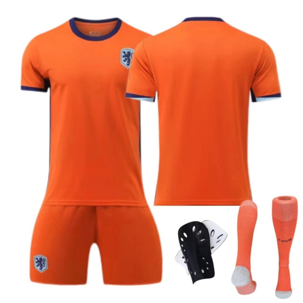 24-25 Nederländerna hem nr 4 Van Dijk 10 Depay barn vuxen kostym fotbollströja No size socks + protective gear 26