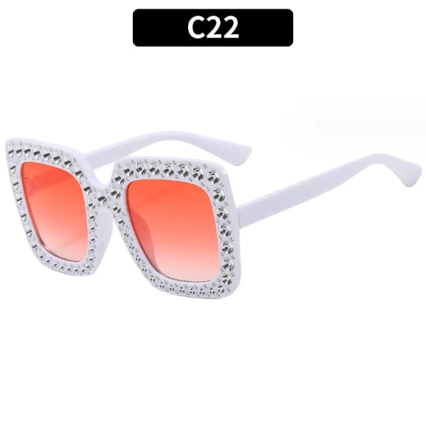 Newest Oversize Retro Square Rhinestone Bling Sun Glasses Woman Luxury Ladies Sunglasses 2024 For Women